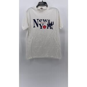 FRUIT OF THE LOOM Men's White New York Logo Crewneck Short Sleeve T-Shirt SZ M